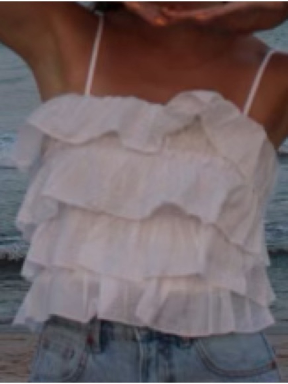 Women’s White Ruffle Cami Top - Picture 2 of 4